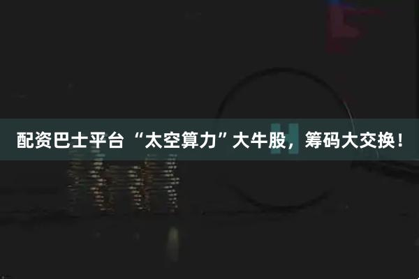 配资巴士平台 “太空算力”大牛股，筹码大交换！